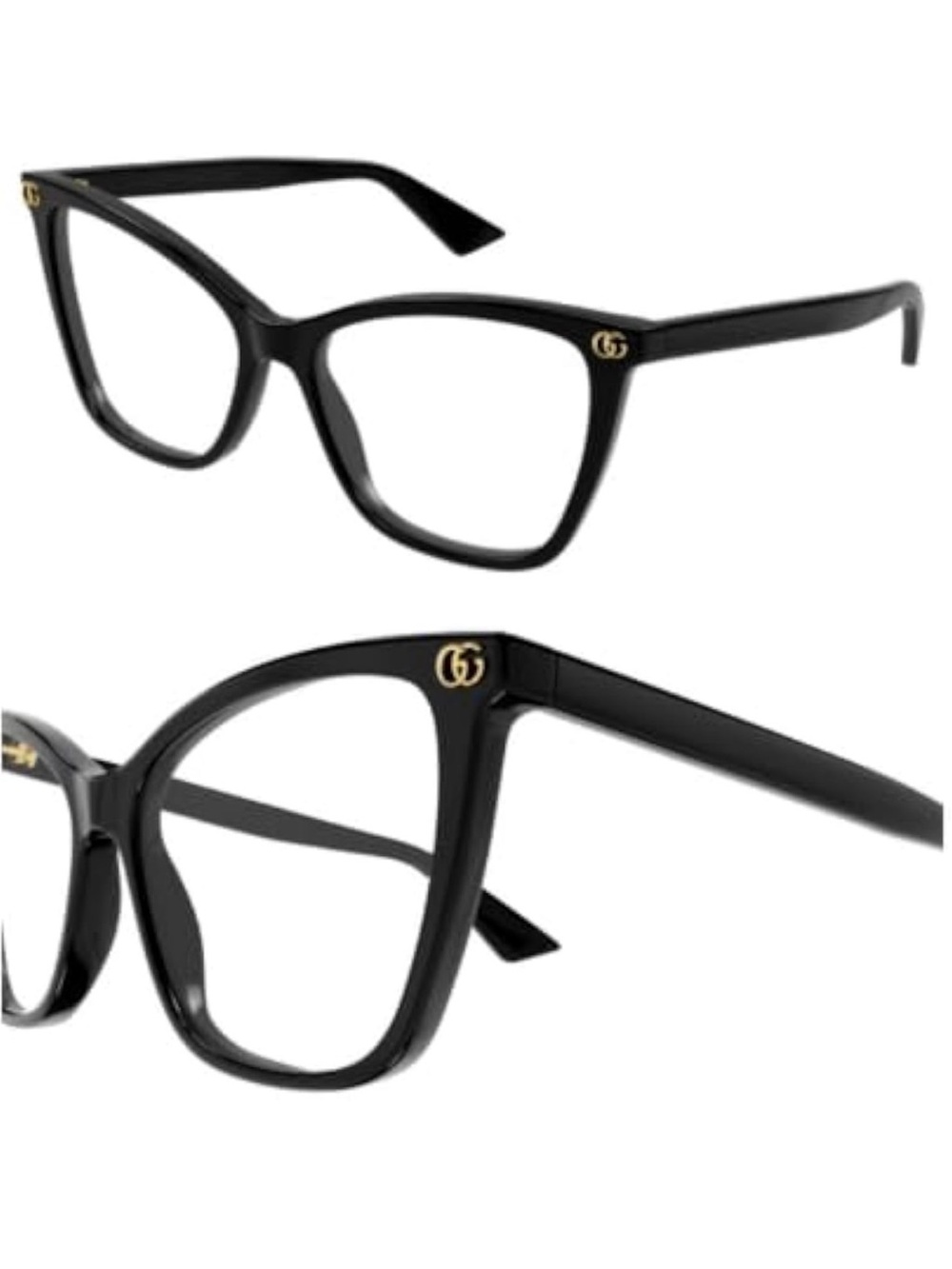Gucci Black Cat-Eye Optical Glasses with Gold Logo